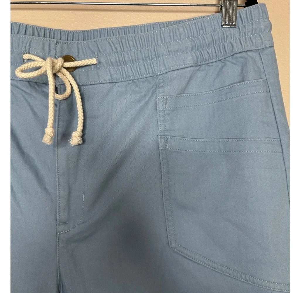 Lands' End Womens Light Blue Utility Drawstring Elastic Waist Patch Pocket Pants